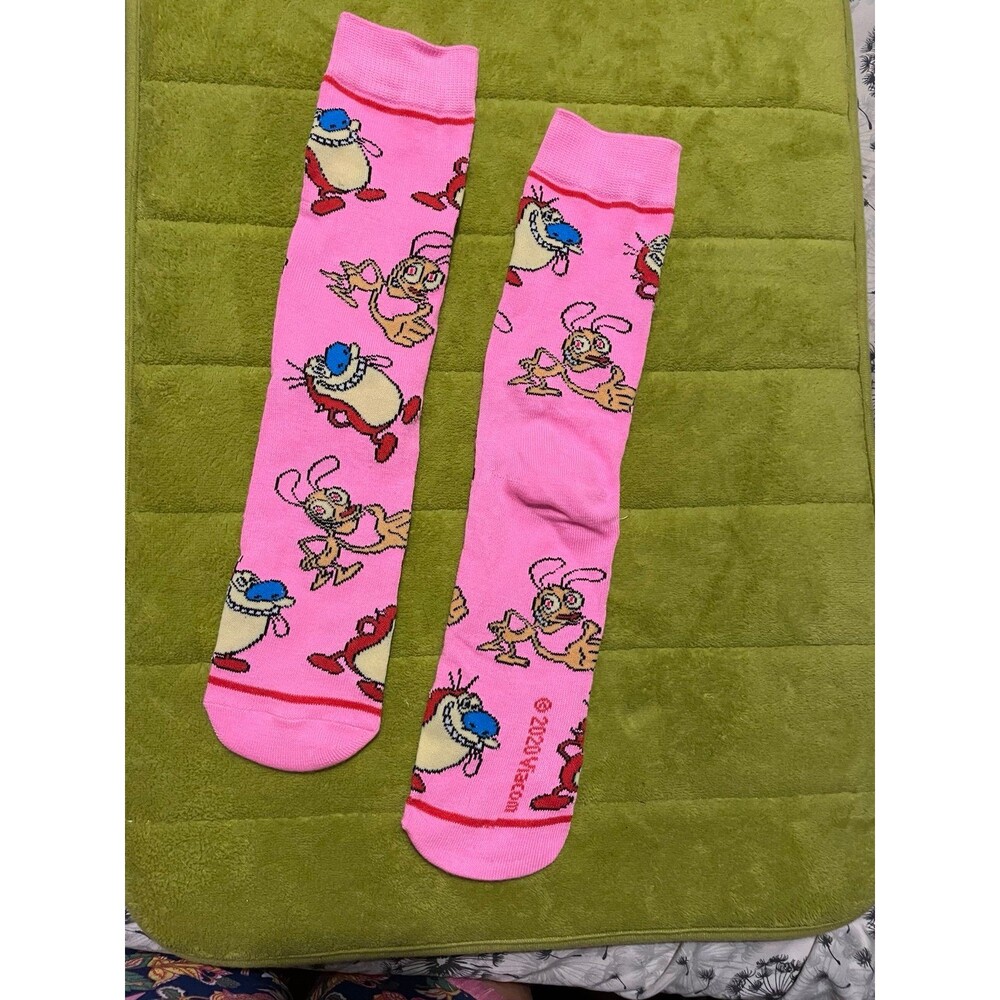 Nickelodeon Ren & Stimpy Socks Women’s Men’s Gifts Pink Footwear Cartoon New
